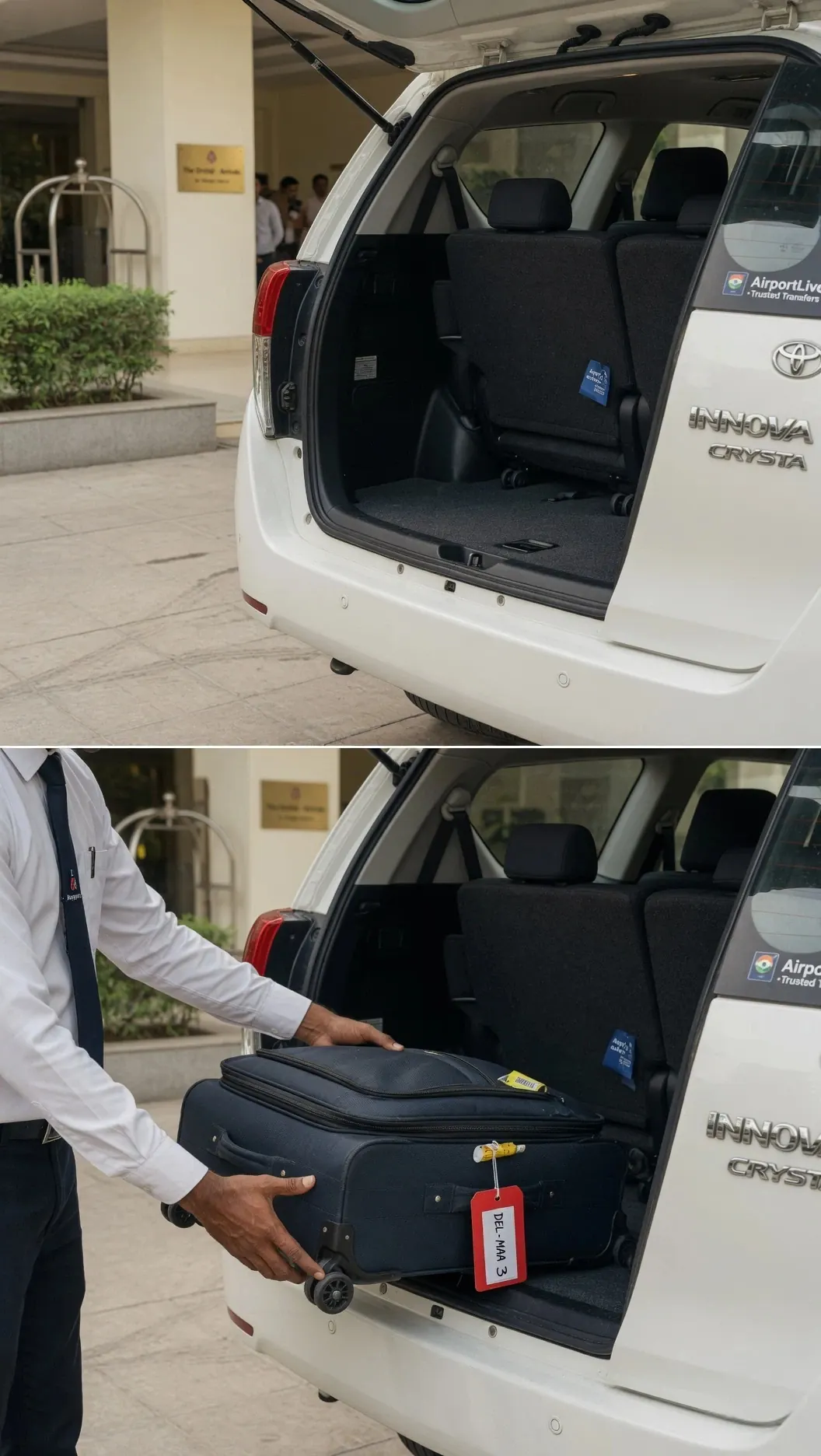 Luggage space in Innova Crysta for AirportLive airport taxi service