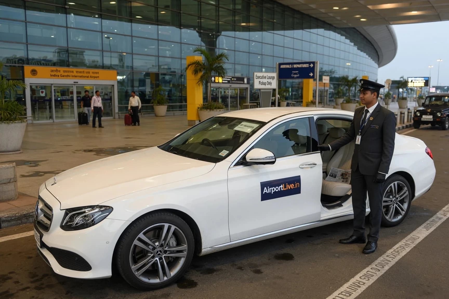 AirportLive branded Innova cab waiting at airport terminal for premium pickup and drop service