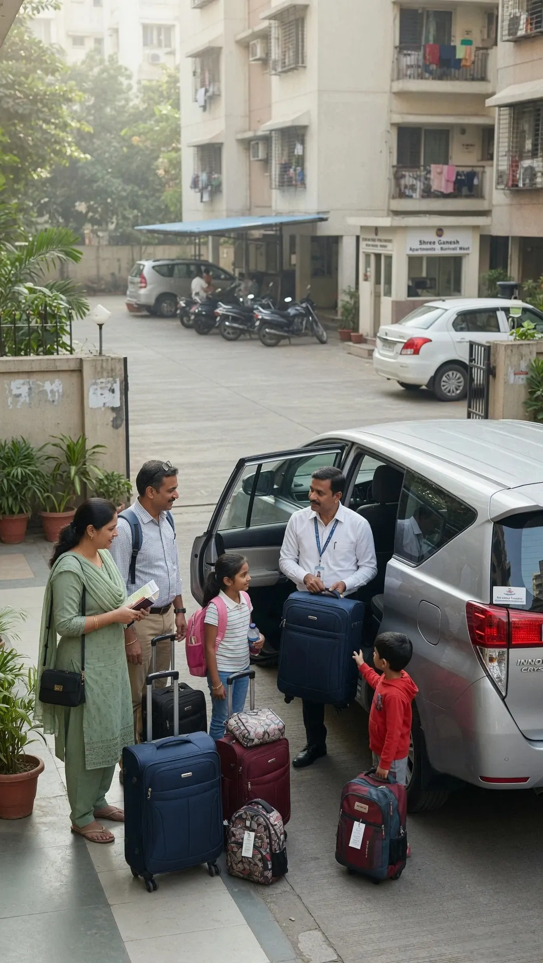 Family airport transfer with AirportLive premium cab and luggage